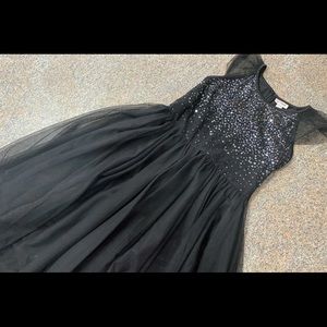 Cat & Jack black sparkle tulle lined long dress sz 10-12 EUC